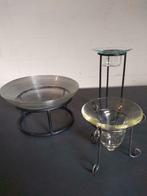 Setje 3 glazen / schalen op staander, Glas, Schaal, Gebruikt, Ophalen of Verzenden