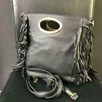 Zwarte tas met franjes en gouden handvatten, Handtassen en Accessoires, Tassen | Damestassen, Nieuw, Handtas, Ophalen of Verzenden