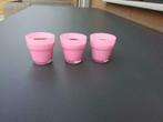 Te koop: roze bloempotjes - 3 stuks, Tuin en Terras, Bloempotten, Overige materialen, Rond, Gebruikt, Minder dan 25 cm