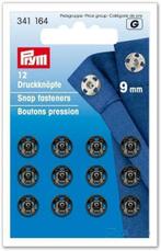 12 zwarte drukknopen 9 mm RVS messing prym 341164, Nieuw, Ophalen of Verzenden