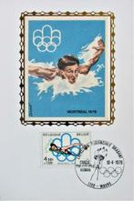 FDC OP KAART EN OP ZIJDE-SPORT- OLYMP. SPELEN- MONTREAL 1976, Postzegels en Munten, Ophalen of Verzenden, Gestempeld, Sport