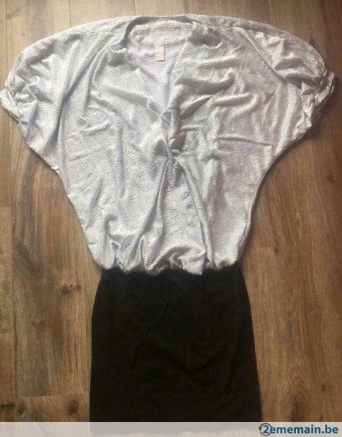 Robe Vila noir et argent, taille L - NEUVE, Kleding | Dames, Jurken, Nieuw, Maat 42/44 (L), Overige kleuren, Boven de knie, Verzenden
