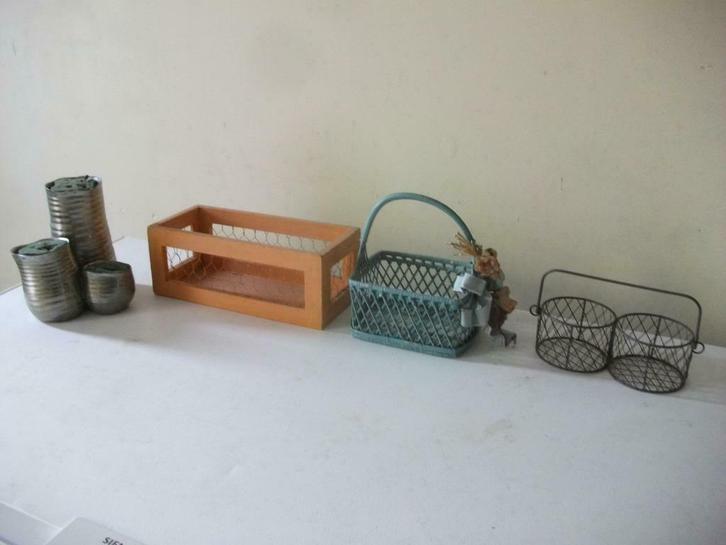 Porte-plantes - bois - métal - osier, Jardin & Terrasse, Bacs à fleurs & Jardinières, Utilisé, Bois, Intérieur, Balcon, Moins de 30 cm