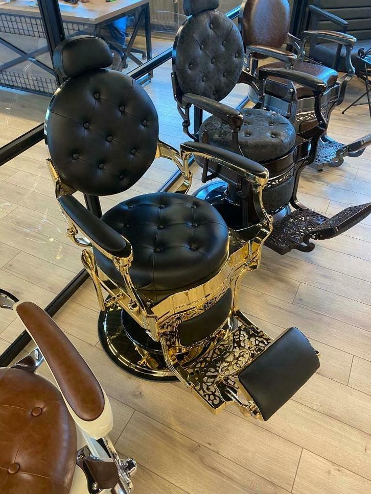 tattoostoel tattooshop retro vintage zwart goud barbershop, Huis en Inrichting, Woonaccessoires | Overige, Nieuw, Ophalen of Verzenden