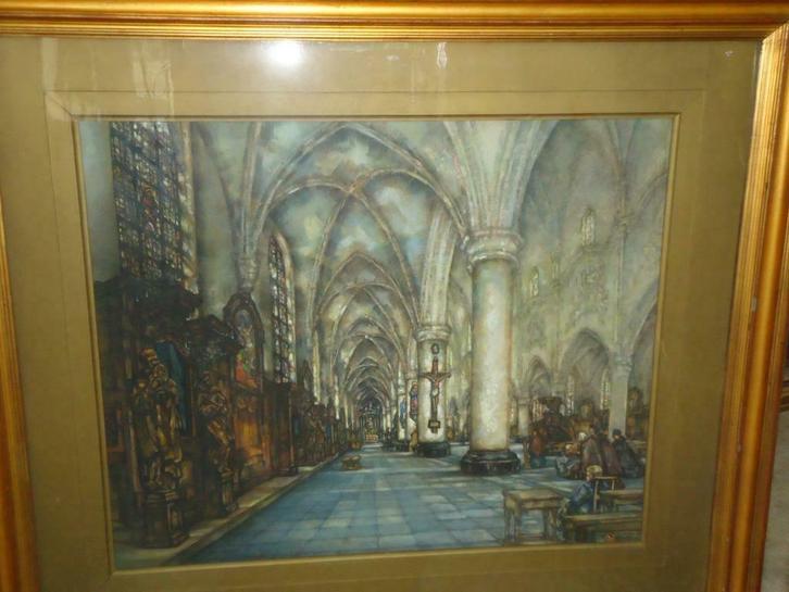 Alfred Nap. DELAUNOIS grote olieverf Predikherenkerk LEUVEN, Antiek en Kunst, Kunst | Schilderijen | Klassiek, Ophalen