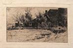 A79-5 ets/gravure A. Heins (1856-1938) Boerderij, Antiek en Kunst, Ophalen of Verzenden