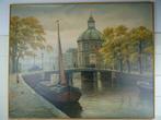 Antiek schilderij Amsterdam kerk Singel 1957 curiosa kunst, Ophalen of Verzenden
