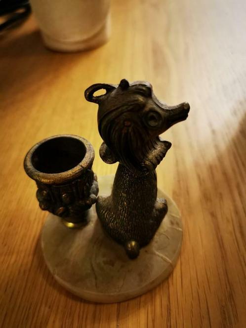 bougeoire chien marbré et bronze, Antiek en Kunst, Antiek | Brons en Koper, Ophalen