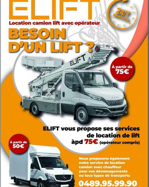 ELIFT Location LIFT déménagement Liège 0489959990, Diensten en Vakmensen, Verhuizers en Opslag
