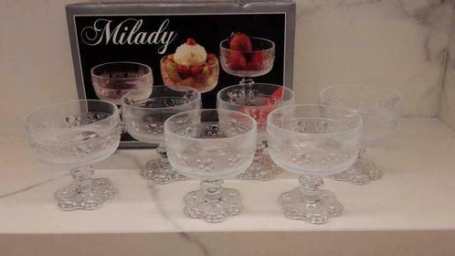 6 vintage glazen coupes, Antiek en Kunst, Curiosa en Brocante
