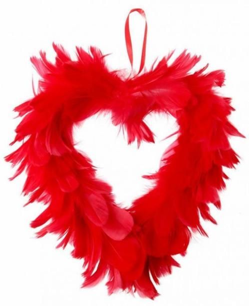 Coeur en plumes rouge 20 cm déco table salle - NEUF, Divers, Noël, Neuf, Enlèvement