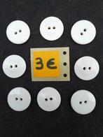 lot de 8 boutons 26 mm blanc neige 2 trous B7262, Hobby & Loisirs créatifs, Bouton ou Boutons, Envoi, Neuf