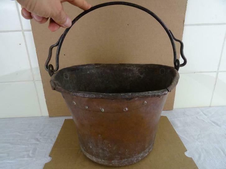 Antieke koperen emmer antieke emmer Marokkaans antiek 1850, Antiek en Kunst, Antiek | Brons en Koper, Koper, Ophalen of Verzenden