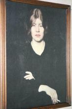 Ingekaderde poster Oskar Zwintscher, Vrouw met sigaret, Antiek en Kunst, Ophalen of Verzenden