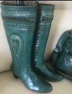 Bottes en cuir vert, de marque Hedgren, pointure 38, Comme neuf, Vert