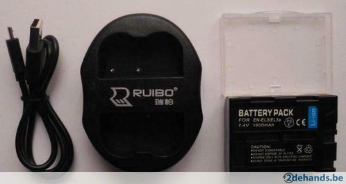 EN-EL3 USB dubbellader ruibo voor nikon + 1 batterij EN-EL3a, TV, Hi-fi & Vidéo, Photo | Studio photo & Accessoires, Neuf, Autres types