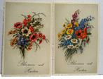 2 cartes postales anciennes "Bloemen uit Herten", Autres thèmes, Non affranchie, 1940 à 1960, Enlèvement ou Envoi