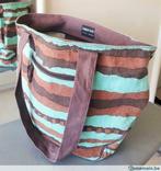 grand sac plage turquoise, brun coton épais multi pochettes, Handtassen en Accessoires, Bruin, Ophalen