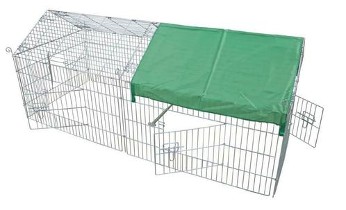 Kippenren Verzinkt Met Puntdak+Zonnedoek Large, Dieren en Toebehoren, Pluimvee | Toebehoren, Nieuw, Kippenhok of Kippenren, Ophalen