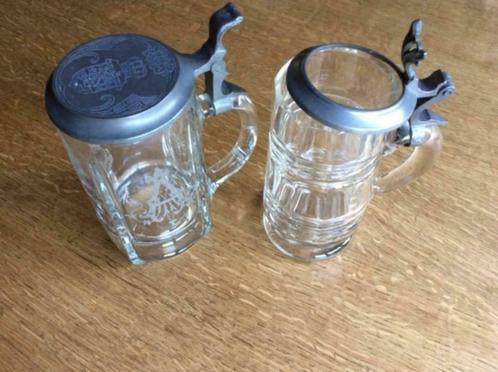 Antieke Bier pullen met tinnen deksel, Antiek en Kunst, Curiosa en Brocante, Ophalen of Verzenden
