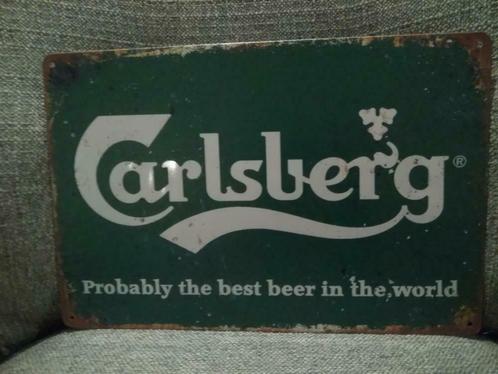 Plaque en métal publicitaire vintage biere Carlsberg, Verzamelen, Biermerken, Nieuw, Reclamebord, Plaat of Schild, Overige merken