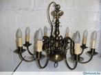 LUSTER    Bronzen 8-armige luster, Huis en Inrichting, Lampen | Kroonluchters, Ophalen, Gebruikt