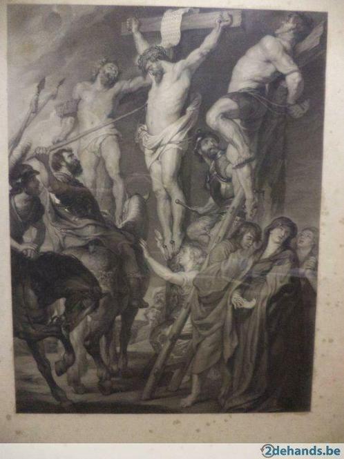 19de-eeuwse ets Desvachez, D. J. naar Rubens: 'De kruisdood', Antiek en Kunst, Kunst | Etsen en Gravures, Ophalen of Verzenden