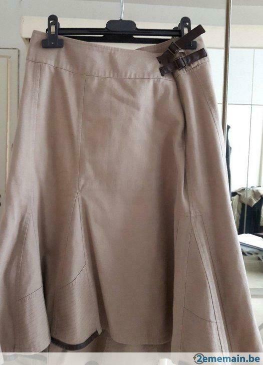 jupe en coton denim beige avec liseret cuir brun Promod 38, Vêtements | Femmes, Jupes, Porté