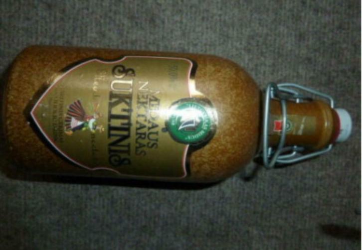 # stenen fles / kruik Midaus Nektaras SUKTINIS Mead Nectar, Verzamelen, Biermerken, Gebruikt, Flesje(s), Overige merken, Ophalen of Verzenden