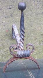 2 smeedijzeren vuurbokken voor open haard, houtblok steunen, Huis en Inrichting, Kachels, Ophalen of Verzenden, Gebruikt, Hout