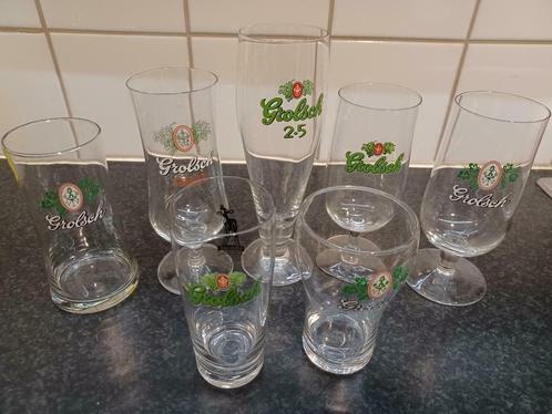 GROLSCH:  8 verschillende glazen, Verzamelen, Glas en Drinkglazen, Zo goed als nieuw, Bierglas, Ophalen of Verzenden