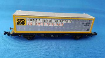 Fleischmann Piccolo N 8241 Container Service uk switzerland, Hobby & Loisirs créatifs, Enlèvement ou Envoi, Utilisé, Wagon, Fleischmann