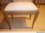 Tabouret pour piano en bois, recouvrement en tissus blanc., Bois, Enlèvement, Utilisé, 30 à 60 cm