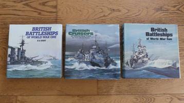 Kavel van 3 boeken over Britse slagschepen en kruisers