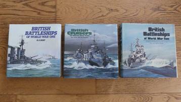 Kavel van 3 boeken over Britse slagschepen en kruisers beschikbaar voor biedingen