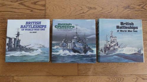 Kavel van 3 boeken over Britse slagschepen en kruisers, Boeken, Oorlog en Militair, Gelezen, Marine, Tweede Wereldoorlog, Ophalen of Verzenden