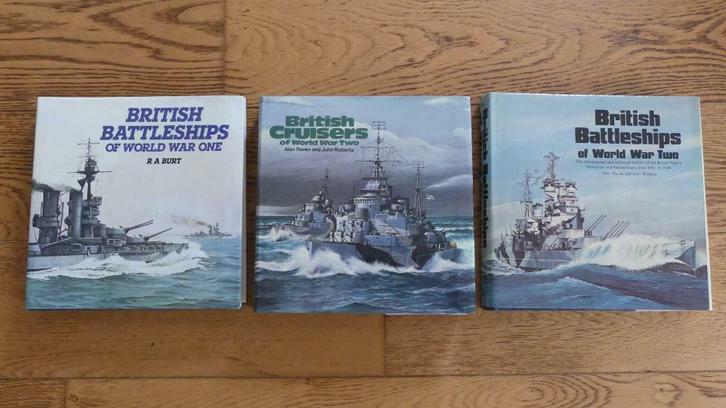 Kavel van 3 boeken over Britse slagschepen en kruisers, Boeken, Oorlog en Militair, Gelezen, Marine, Tweede Wereldoorlog, Ophalen of Verzenden