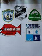 Hengelsport op vintage publicitaire sticker x 5, Comme neuf, Sport, Envoi