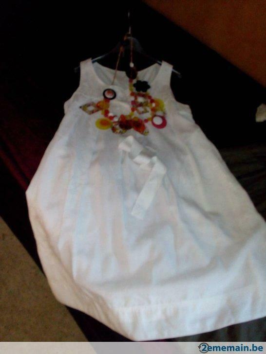 Cop Copine - Witte fluwelen modeljurk -T.36-kleurig geborduu, Kleding | Dames, Jurken, Gedragen, Ophalen of Verzenden