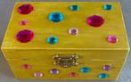 Coffret à bijoux artisanal, Nieuw, Geel, Hardcase