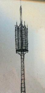 ETS:   zicht op ketelbrug aan Ketelvest in Gent, Antiek en Kunst, Ophalen of Verzenden