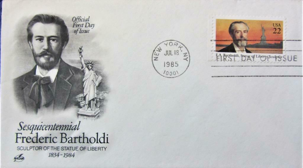 FDC- U.S.A.-KUNST- BARTHOLDI,SCULPTEUR V. HET VRIJHEIDSBEELD, Ophalen of Verzenden, Gestempeld, Overige thema's
