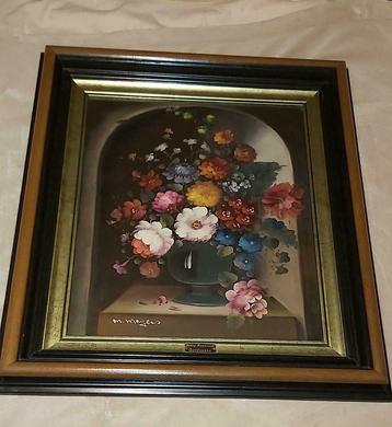 Schilderij stilleven bloemen GETEKEND M. Mayers  beschikbaar voor biedingen