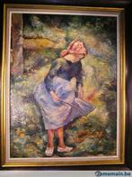 schilderij / canvas naar pissarro "jong meisje met stokbrood, Antiek en Kunst, Ophalen