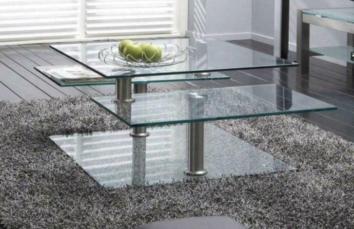 Prachtige zware glazen salontafel, Huis en Inrichting, Tafels | Salontafels, Gebruikt, Glas