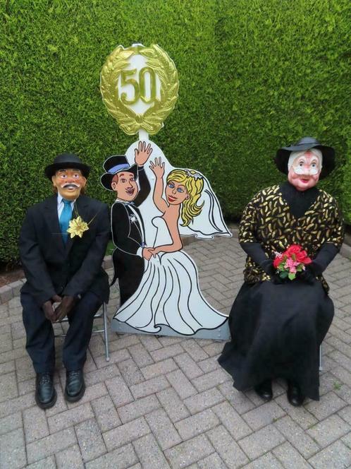 Huwelijksjubileum! Huwelijkspaar levensgroot te huur, Hobby en Vrije tijd, Feestartikelen, Nieuw, Feestartikel, Ophalen