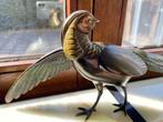 Bronzen fazant - beeld op wit marmeren sokkel art-deco stijl, Antiek en Kunst, Ophalen, Brons