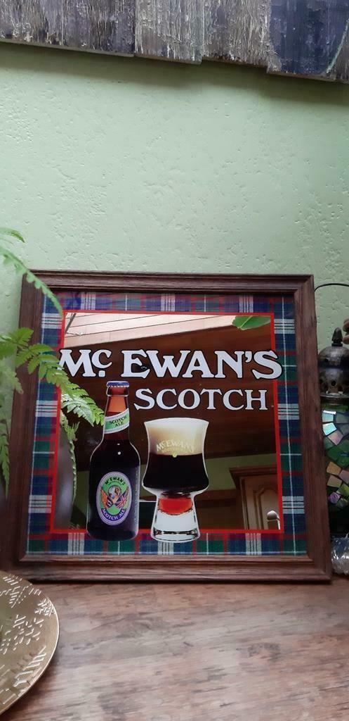 Houten kader met reclamespiegel Mc Ewans Scotch (bier), Verzamelen, Merken en Reclamevoorwerpen, Nieuw, Reclamebord, Verzenden