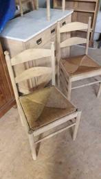 eiken stoeltjes met rieten zitvlak, Huis en Inrichting, Stoelen, Ophalen, Eiken