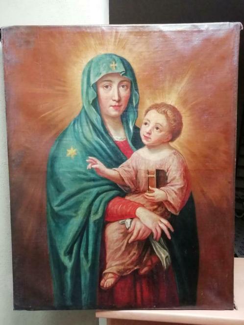 Maagd Maria met kind  religieus schilderij Madonna met kind, Antiquités & Art, Art | Peinture | Classique, Enlèvement